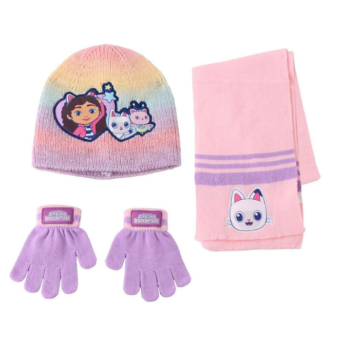 Gabbys Dolls House winter set snood hat gloves-1
