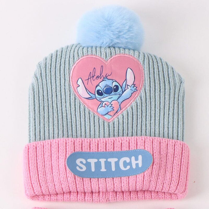 Disney Stitch winter set snood hat gloves-2