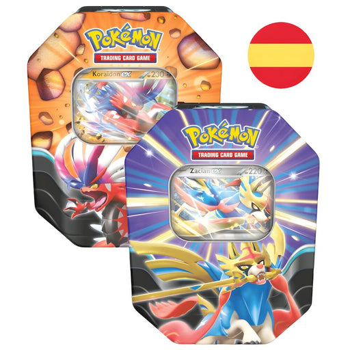 Spanish Pokemon Zacian ex Koraidon ex tin trading card game-1