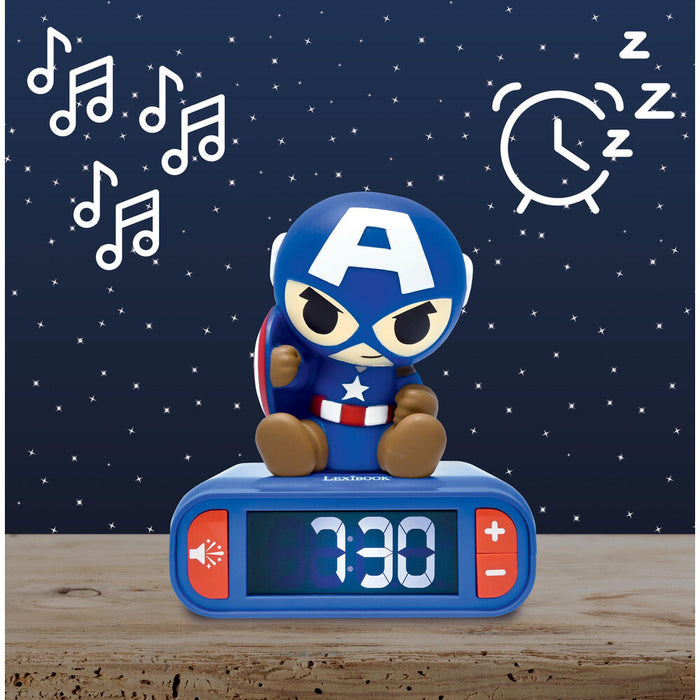 Marvel Avengers Captain America 3D Night Light Alarm Clock-3