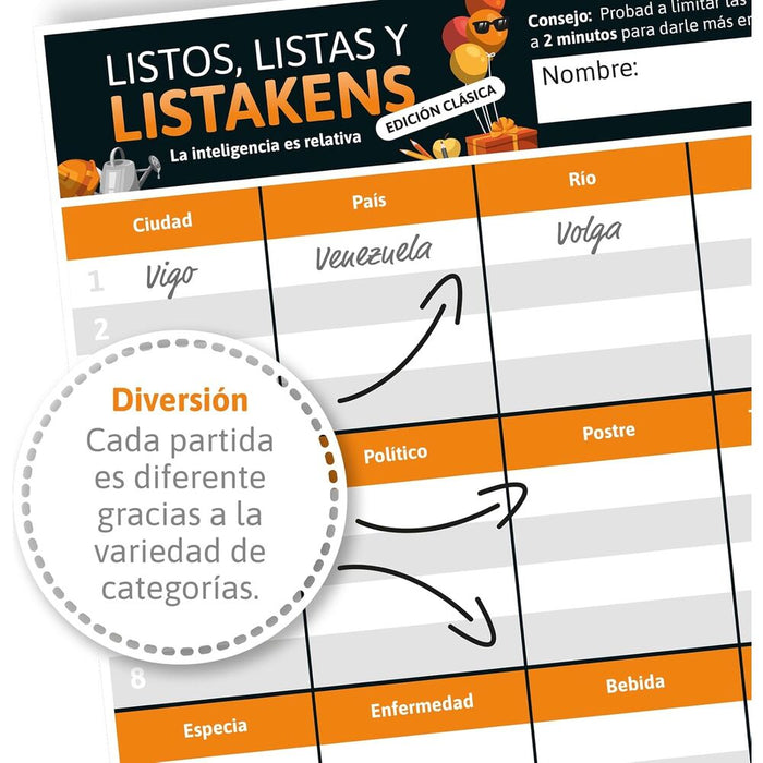 Spanish Listos Listas y Listakens board game-3