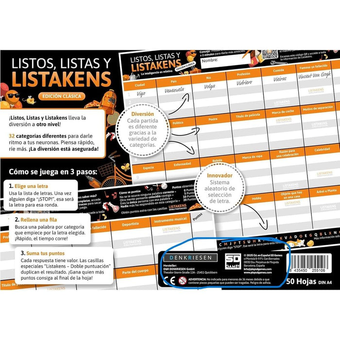 Spanish Listos Listas y Listakens board game-4
