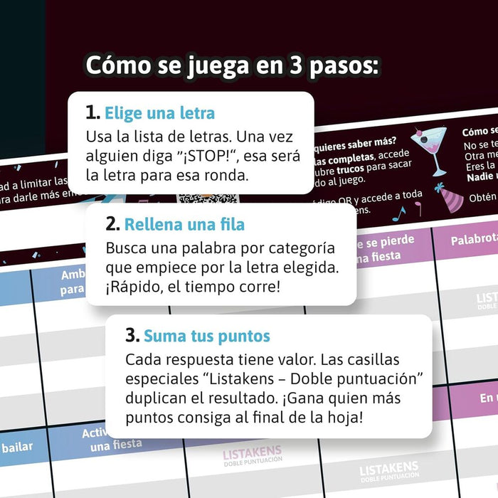 Spanish Listos Listas y Listakens Party board game-2