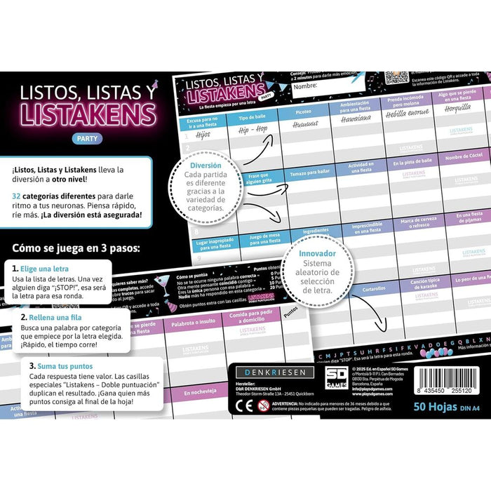 Spanish Listos Listas y Listakens Party board game-4