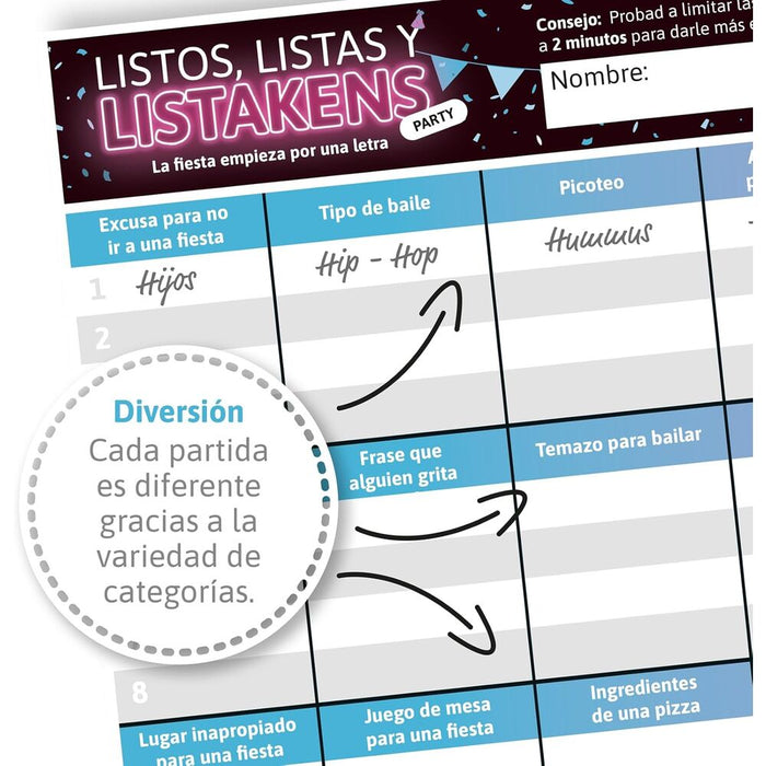 Spanish Listos Listas y Listakens Party board game-5