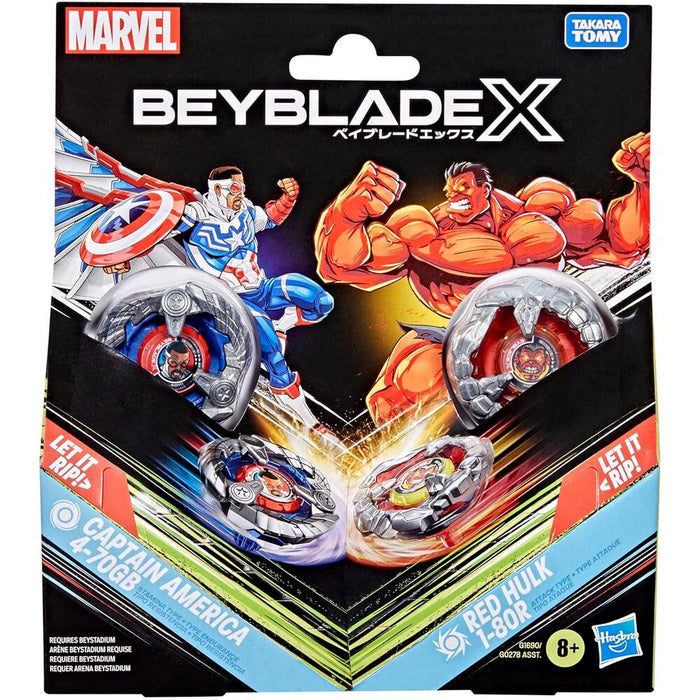 Beyblade X Captain America 4-70GB & Red Hulk 1-80R kit game-3