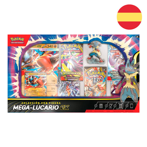 Spanish Pokemon Mega Lucario Ex Blister set collectible cards-1