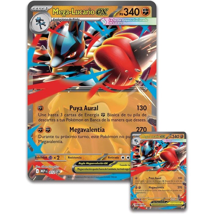 Latin American Pokemon Mega Lucario Ex Blister set collectible cards-2