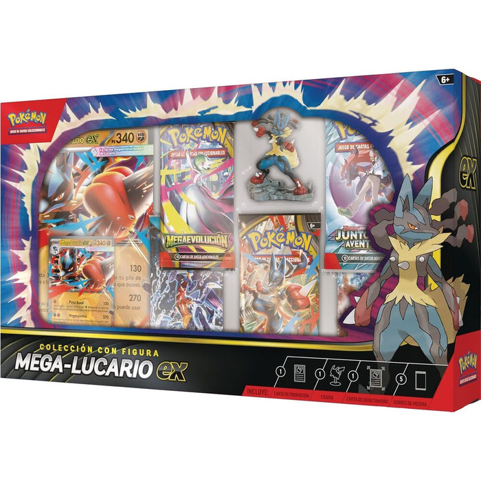 Latin American Pokemon Mega Lucario Ex Blister set collectible cards-5