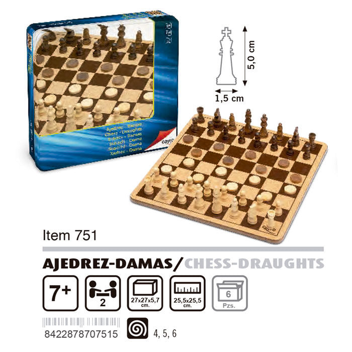 Wood Chess Draughts game-3