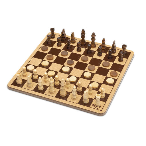 Wood Chess Draughts game-1