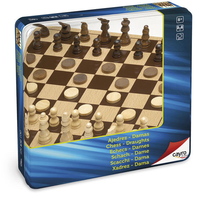 Wood Chess Draughts game-2