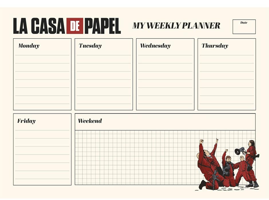 Planner A4 da Scrivania La Casa di Carta