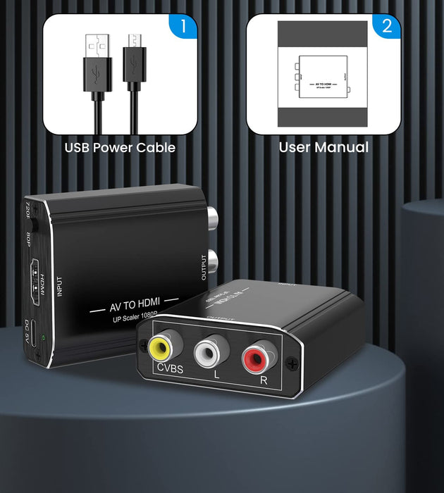 Adattatore RCA HDMI, Convertitore RCA to HDMI,AV a HDMI convertitore Supporta 1080P 60Hz Adatto per PS2/3,Xbox,N64,WII