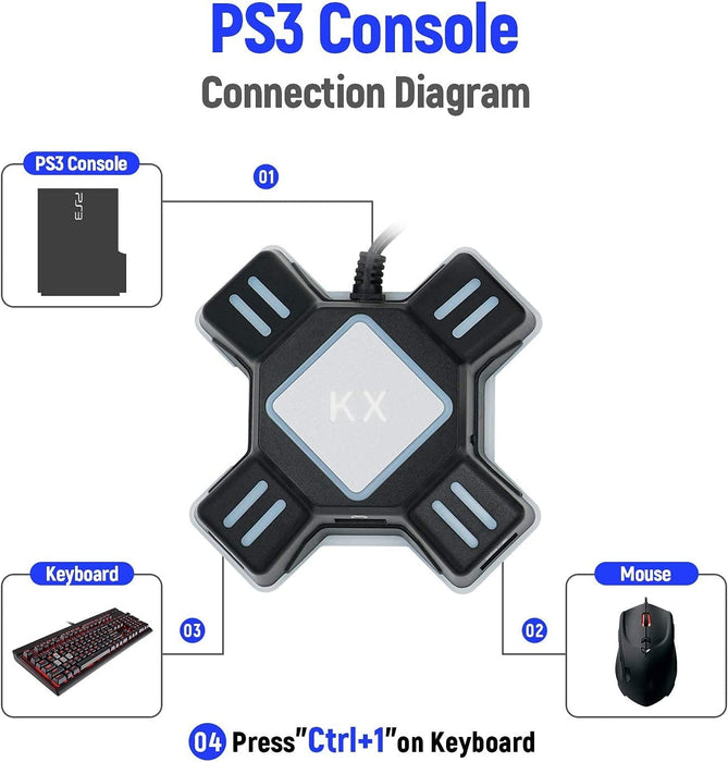 Convertitore KX per Tastiera del Mouse USB Adattatore Compatibile con PS4/Xbox One/Nintendo Switch/PS3/Xbox360