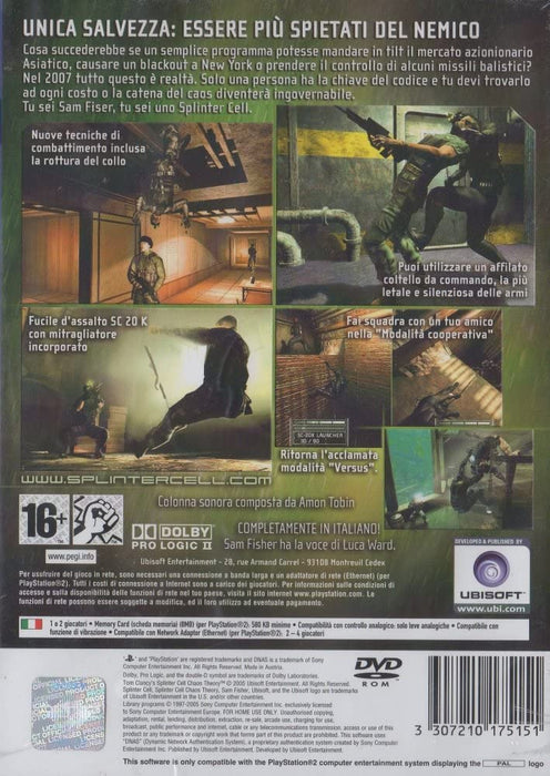Splinter Cell: Chaos Theory (used) (Perfect packaging - ITALIAN) - PS2 (RESTART)