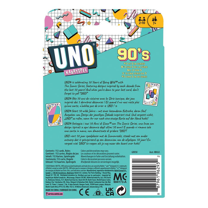 UNO Iconic Series Anniversary Edition 1990 Card Game 